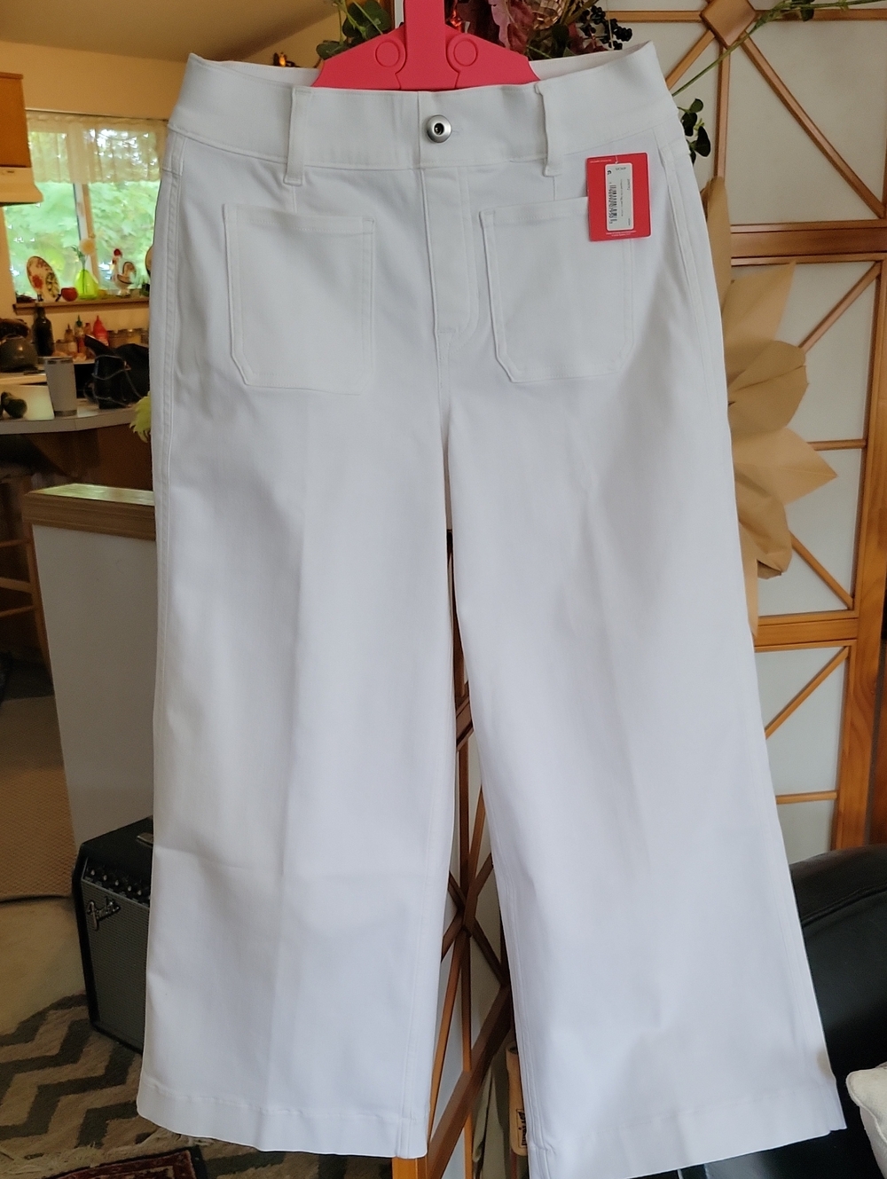 SPANX White Wide-Leg Cropped Jeans